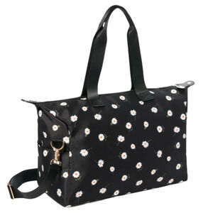 Alice + Olivia Fabric Daisy Duffle Bag Black FabFitFun Travel Weekender Vacation
